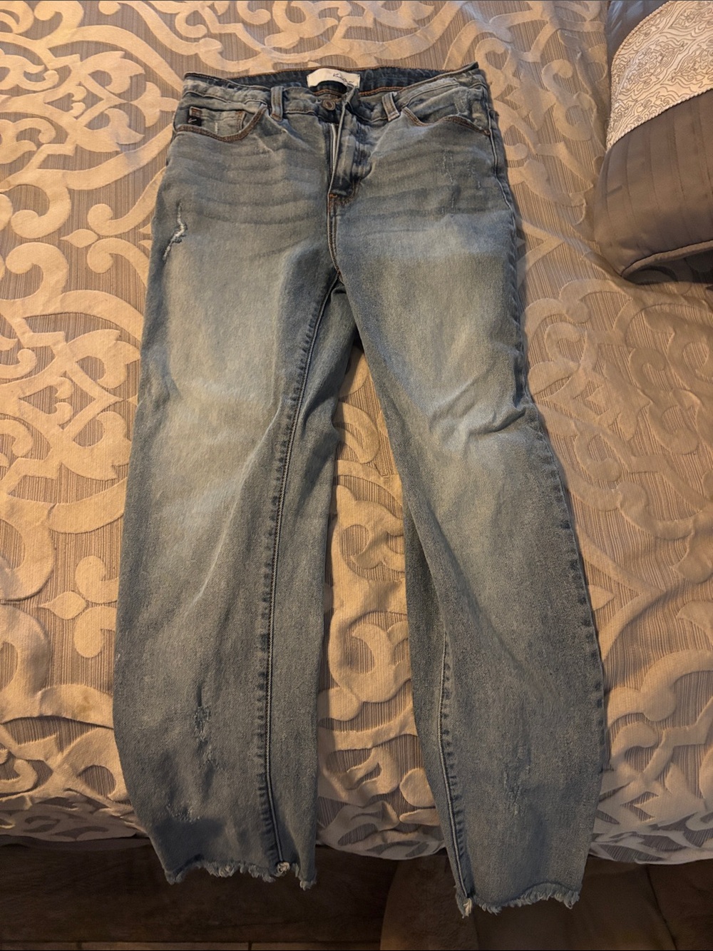 KanCan Light Blue Cropped Straight-Leg Jeans